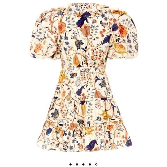 Ulla Johnson Neutral Maude floral cotton wrap mini dress 4 - Picture 5 of 13